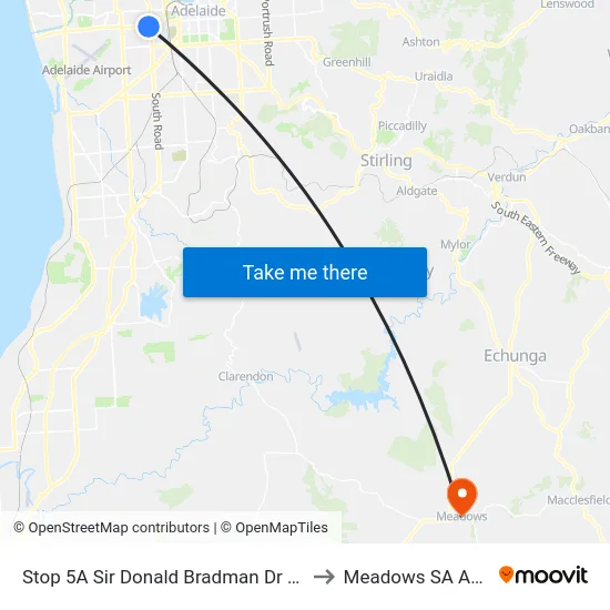 Stop 5A Sir Donald Bradman Dr - South side to Meadows SA Australia map