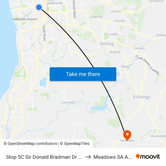 Stop 5C Sir Donald Bradman Dr - South side to Meadows SA Australia map