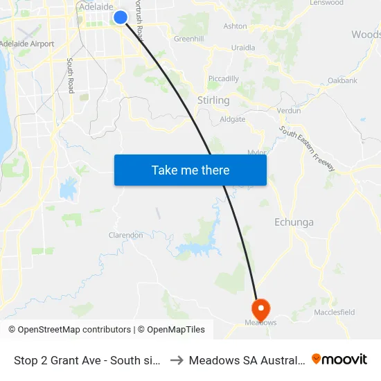 Stop 2 Grant Ave - South side to Meadows SA Australia map