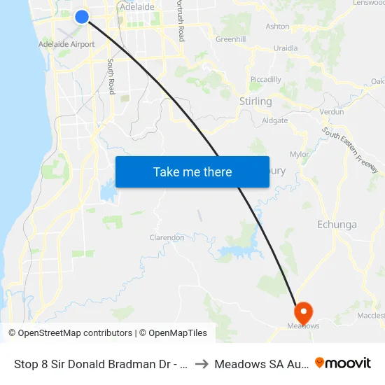 Stop 8 Sir Donald Bradman Dr - North side to Meadows SA Australia map