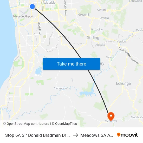 Stop 6A Sir Donald Bradman Dr - North side to Meadows SA Australia map
