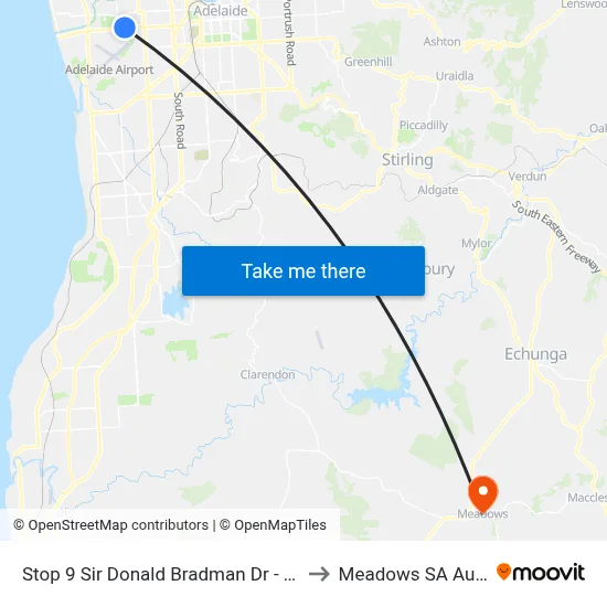 Stop 9 Sir Donald Bradman Dr - South side to Meadows SA Australia map