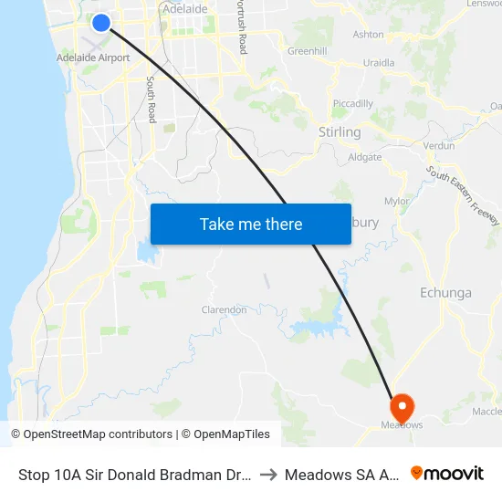 Stop 10A Sir Donald Bradman Dr - North side to Meadows SA Australia map