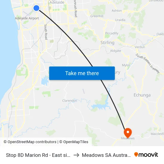 Stop 8D Marion Rd - East side to Meadows SA Australia map