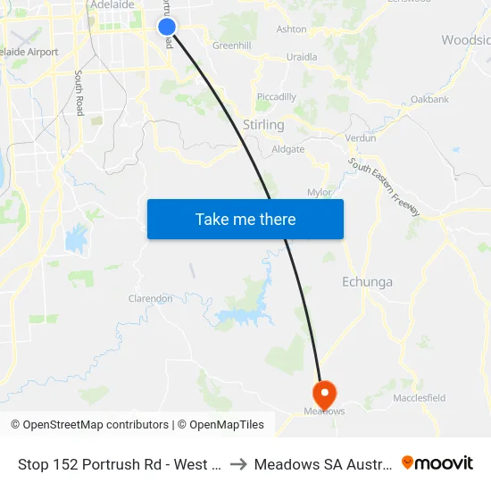 Stop 152 Portrush Rd - West side to Meadows SA Australia map
