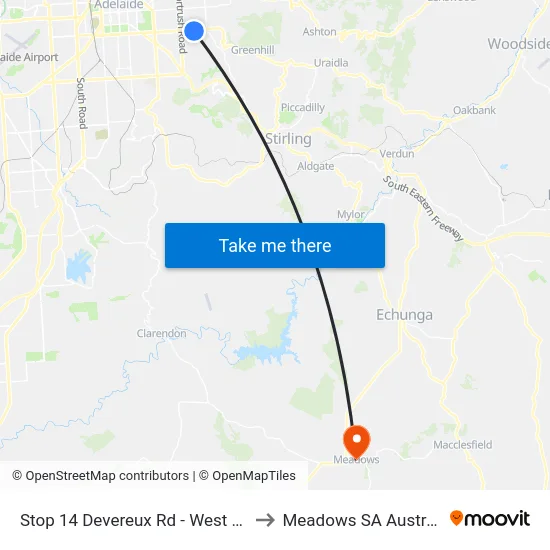 Stop 14 Devereux Rd - West side to Meadows SA Australia map