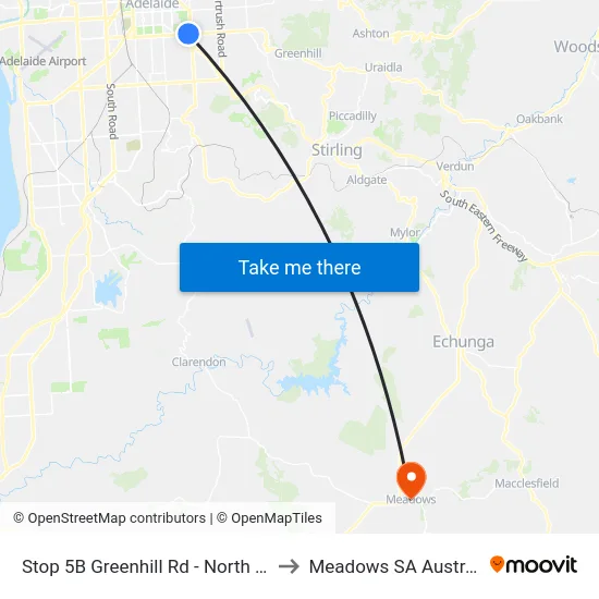 Stop 5B Greenhill Rd - North side to Meadows SA Australia map