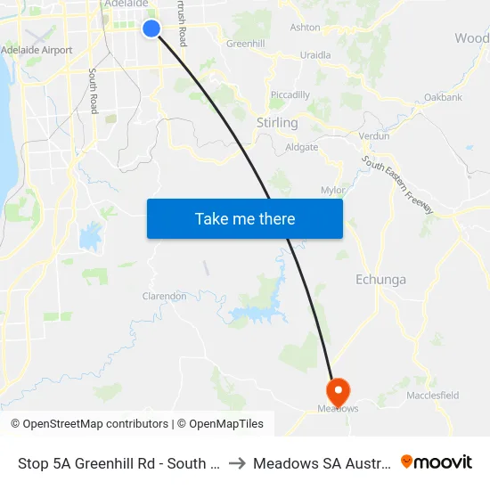 Stop 5A Greenhill Rd - South side to Meadows SA Australia map
