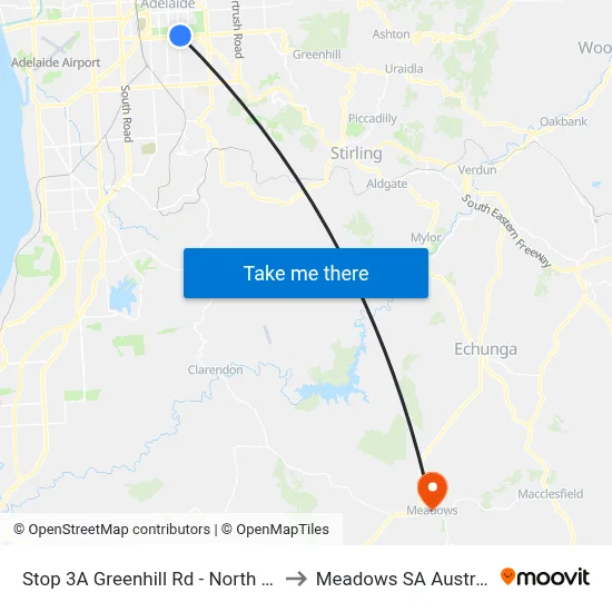 Stop 3A Greenhill Rd - North side to Meadows SA Australia map
