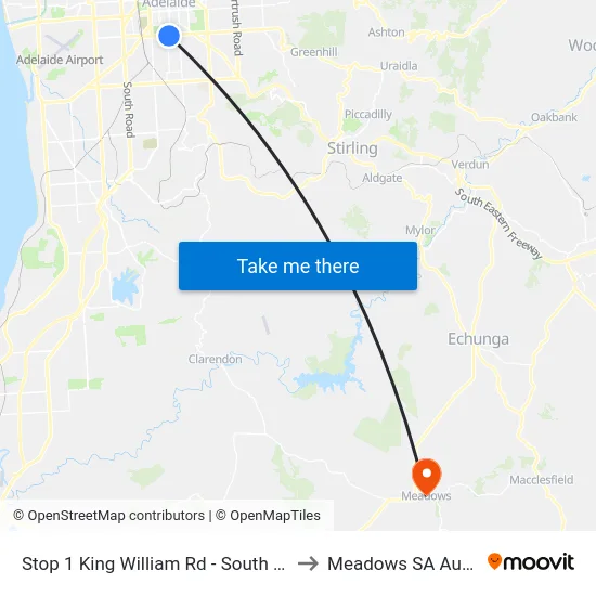 Stop 1 King William Rd - South East side to Meadows SA Australia map