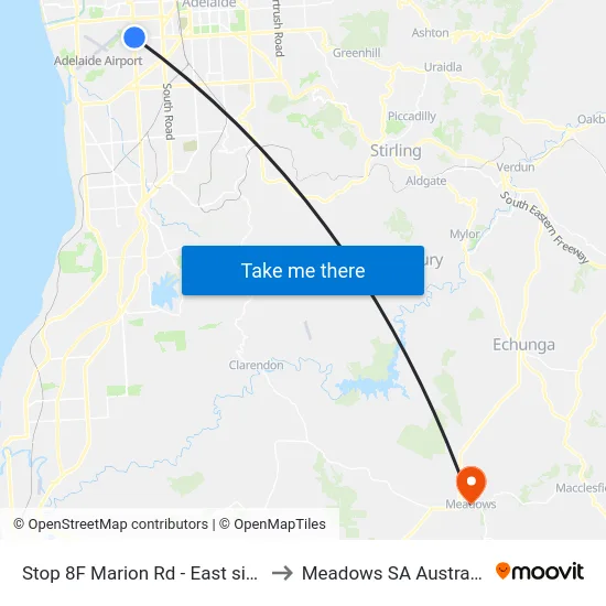 Stop 8F Marion Rd - East side to Meadows SA Australia map