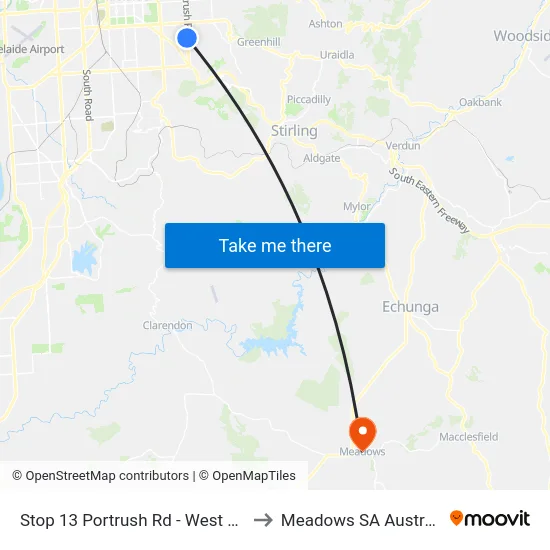 Stop 13 Portrush Rd - West side to Meadows SA Australia map