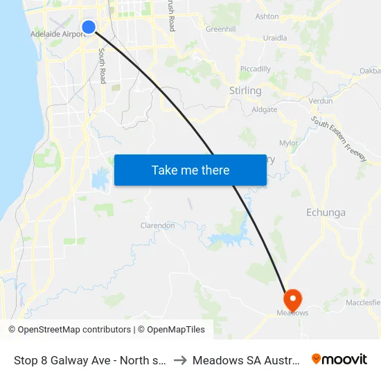 Stop 8 Galway Ave - North side to Meadows SA Australia map