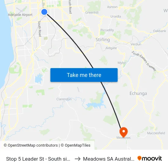 Stop 5 Leader St - South side to Meadows SA Australia map