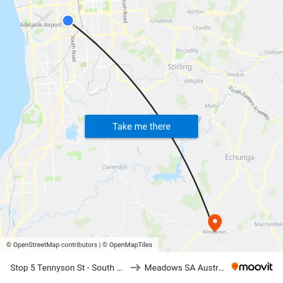 Stop 5 Tennyson St - South side to Meadows SA Australia map