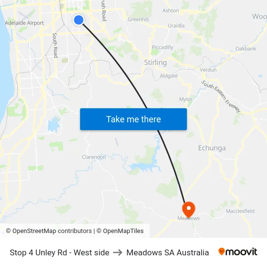 Stop 4 Unley Rd - West side to Meadows SA Australia map