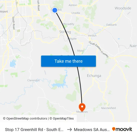 Stop 17 Greenhill Rd - South East side to Meadows SA Australia map