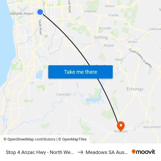 Stop 4 Anzac Hwy - North West side to Meadows SA Australia map
