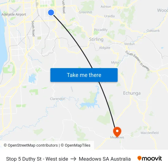 Stop 5 Duthy St - West side to Meadows SA Australia map