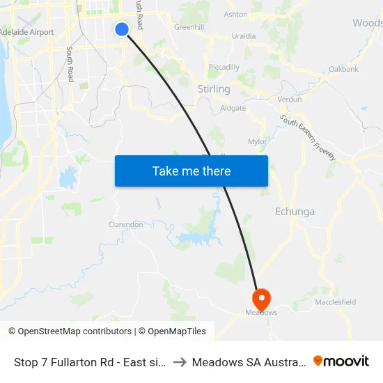 Stop 7 Fullarton Rd - East side to Meadows SA Australia map