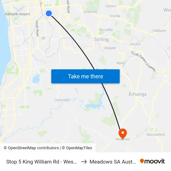 Stop 5 King William Rd - West side to Meadows SA Australia map