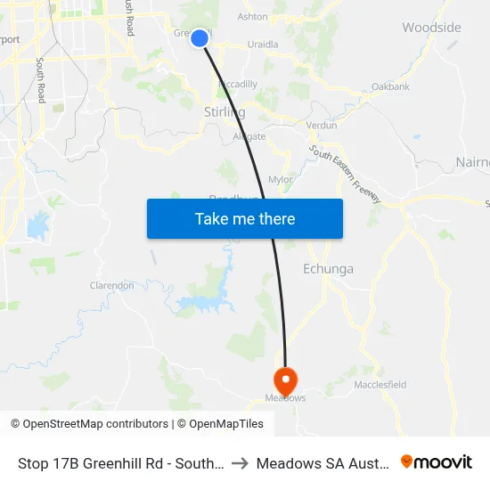 Stop 17B Greenhill Rd - South side to Meadows SA Australia map