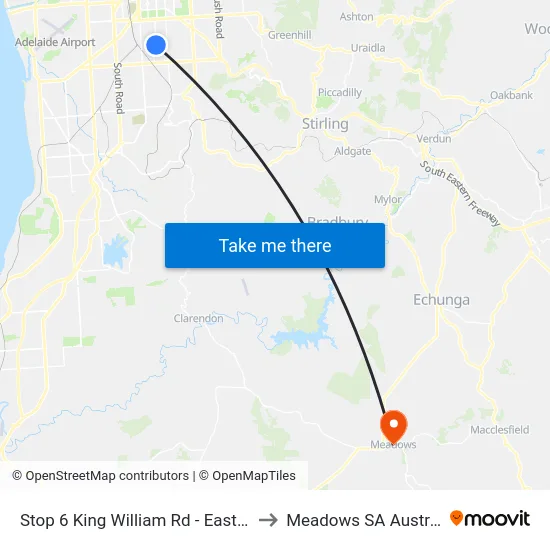 Stop 6 King William Rd - East side to Meadows SA Australia map