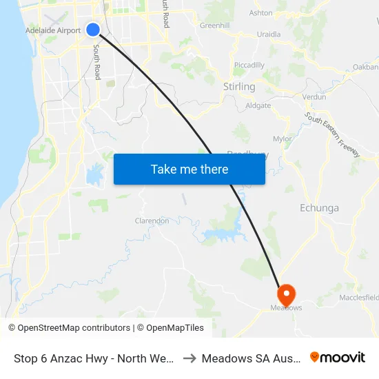 Stop 6 Anzac Hwy - North West side to Meadows SA Australia map