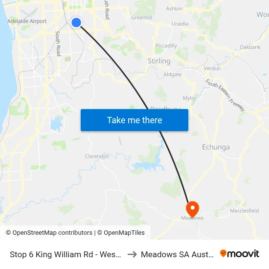 Stop 6 King William Rd - West side to Meadows SA Australia map