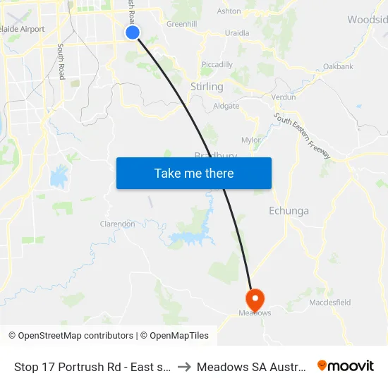 Stop 17 Portrush Rd - East side to Meadows SA Australia map