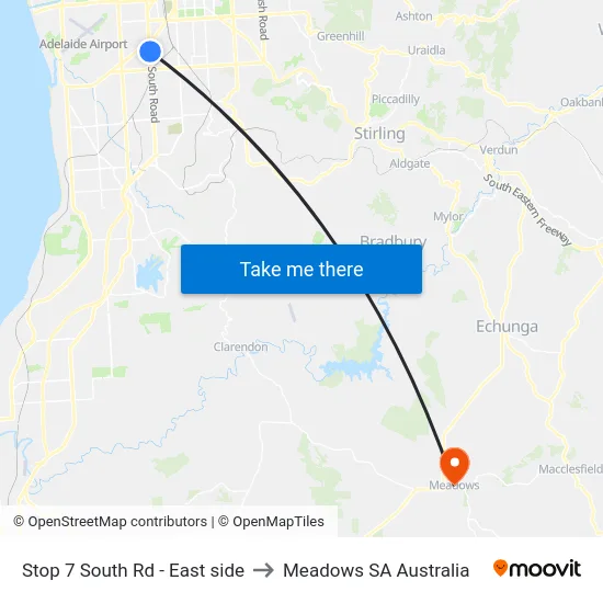 Stop 7 South Rd - East side to Meadows SA Australia map