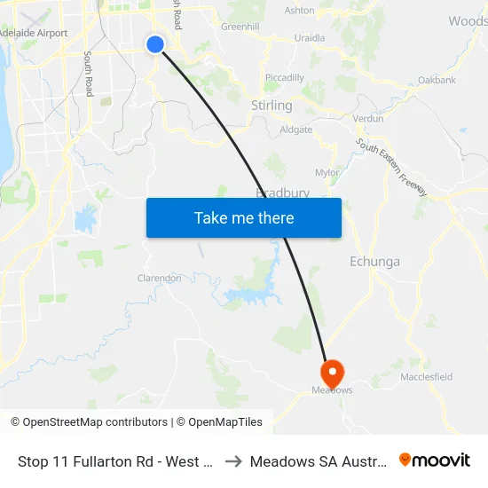 Stop 11 Fullarton Rd - West side to Meadows SA Australia map