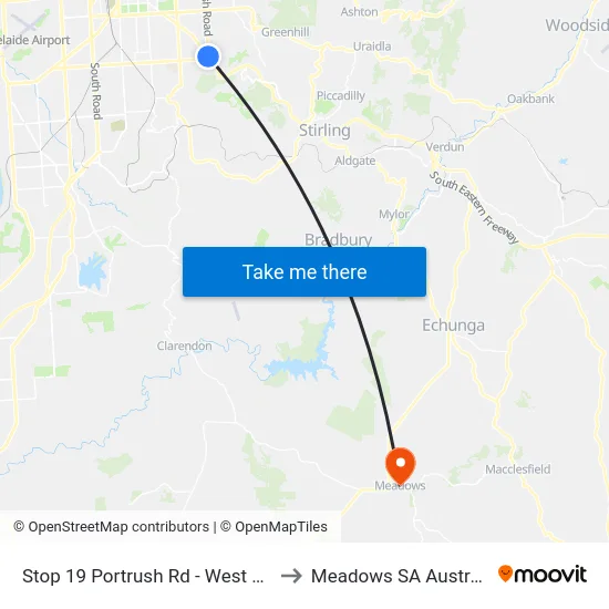 Stop 19 Portrush Rd - West side to Meadows SA Australia map