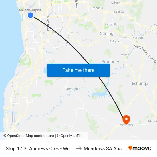 Stop 17 St Andrews Cres - West side to Meadows SA Australia map