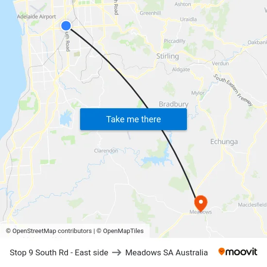 Stop 9 South Rd - East side to Meadows SA Australia map