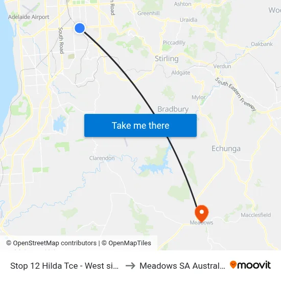 Stop 12 Hilda Tce - West side to Meadows SA Australia map