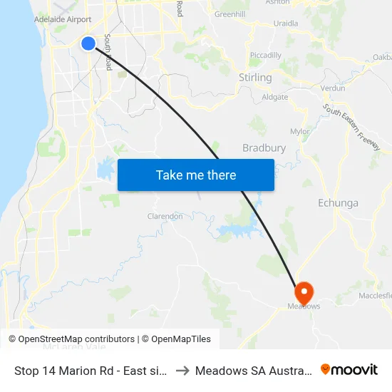 Stop 14 Marion Rd - East side to Meadows SA Australia map