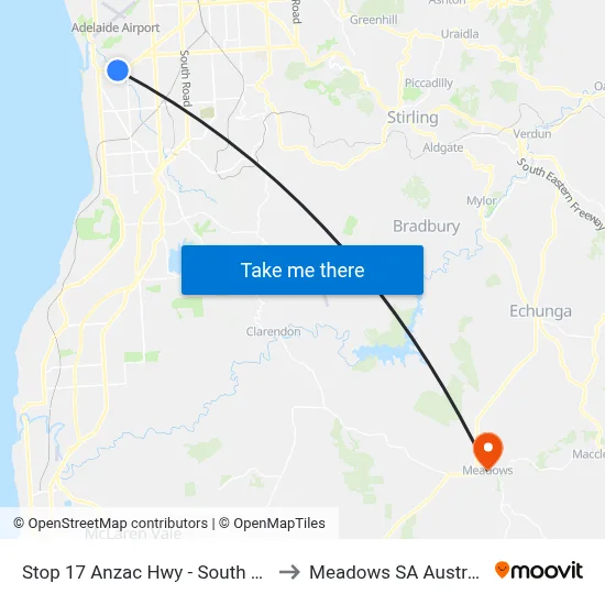 Stop 17 Anzac Hwy - South side to Meadows SA Australia map