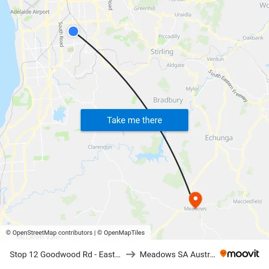 Stop 12 Goodwood Rd - East side to Meadows SA Australia map