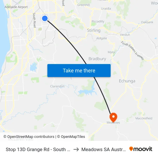 Stop 13D Grange Rd - South side to Meadows SA Australia map
