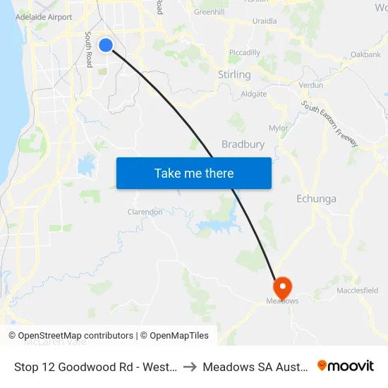 Stop 12 Goodwood Rd - West side to Meadows SA Australia map