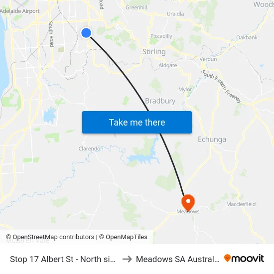 Stop 17 Albert St - North side to Meadows SA Australia map