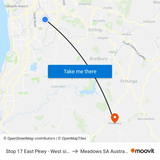 Stop 17 East Pkwy - West side to Meadows SA Australia map