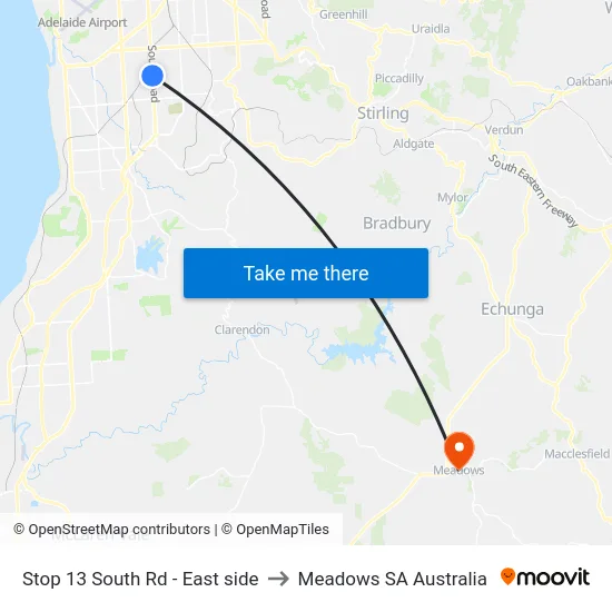 Stop 13 South Rd - East side to Meadows SA Australia map