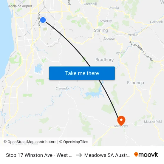 Stop 17 Winston Ave - West side to Meadows SA Australia map
