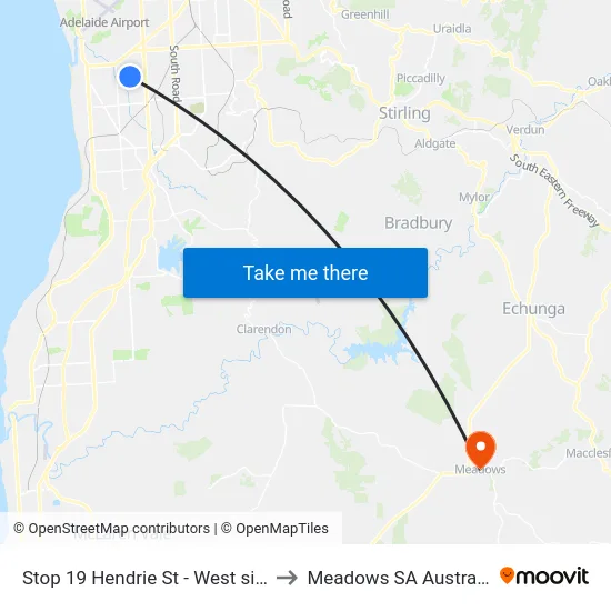 Stop 19 Hendrie St - West side to Meadows SA Australia map