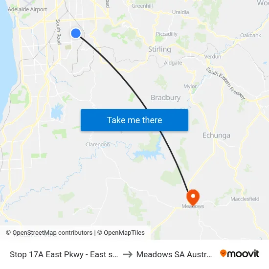 Stop 17A East Pkwy - East side to Meadows SA Australia map