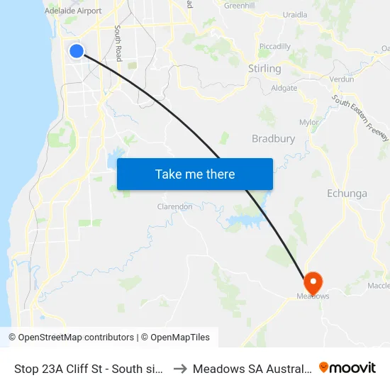 Stop 23A Cliff St - South side to Meadows SA Australia map