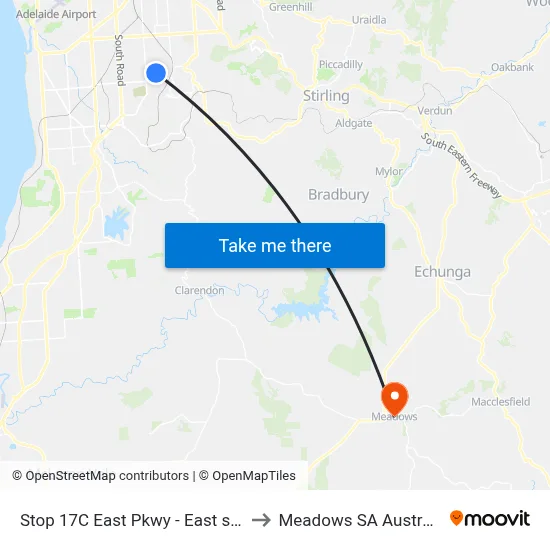 Stop 17C East Pkwy - East side to Meadows SA Australia map