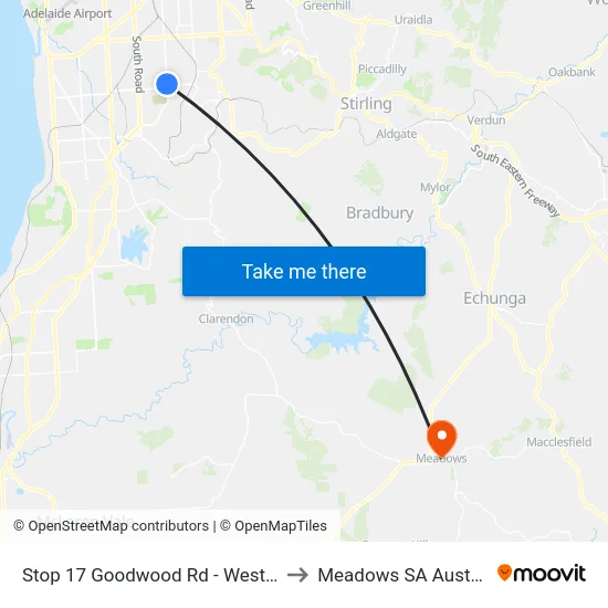 Stop 17 Goodwood Rd - West side to Meadows SA Australia map